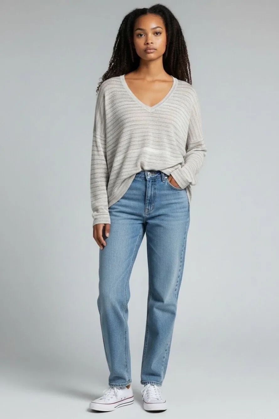 Brochu Walker River Oversized Linen Pullover Sweater in Oyster NWT Size XS